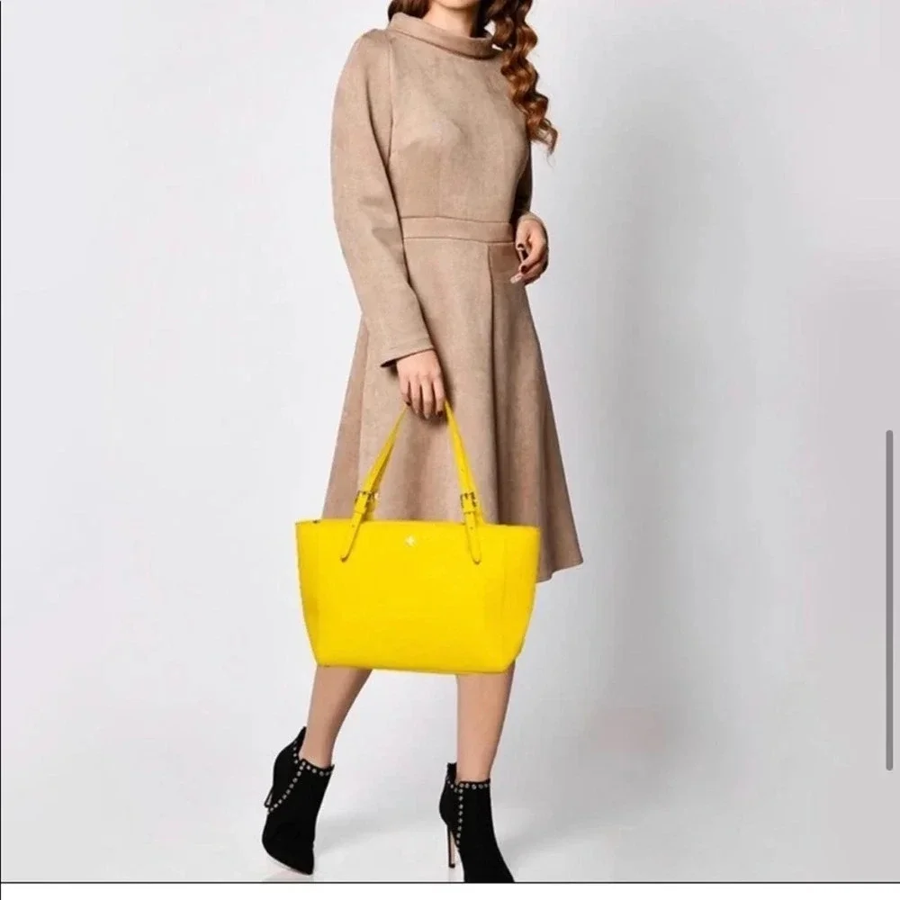 Tory Burch Sunny Yellow Saffiano Leather York Tote